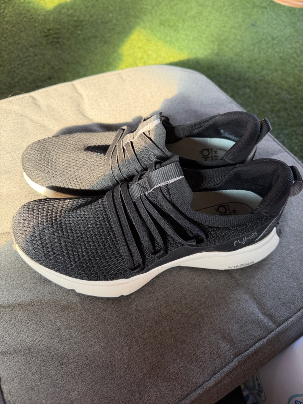 Ryka Black Knit Slip-On Athletic Shoes with White Sole